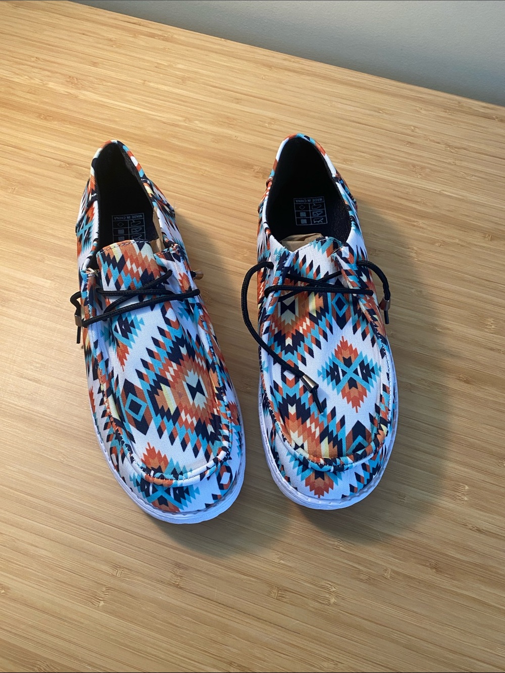 Women’s Aztec Pattern Casual Boat Shoes - Hey Dude Dupe
